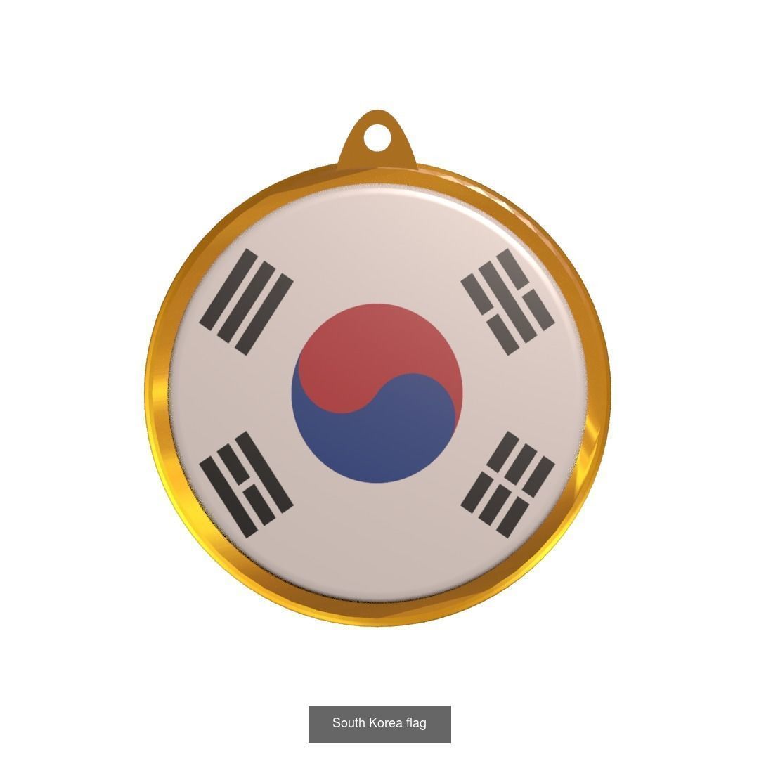 World countries flag medal badge 3D Model Collection_45
