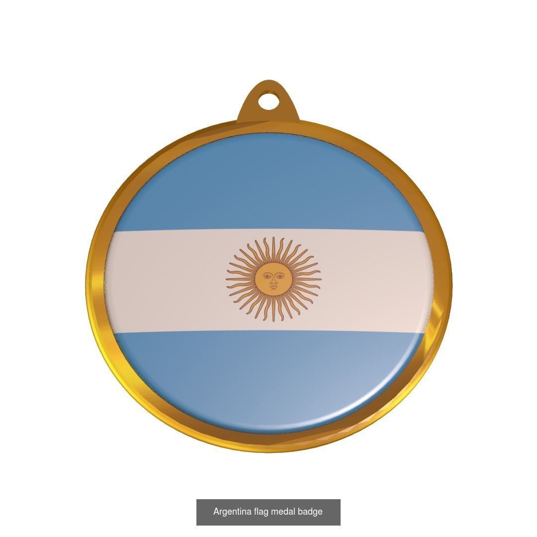 World countries flag medal badge 3D Model Collection_42