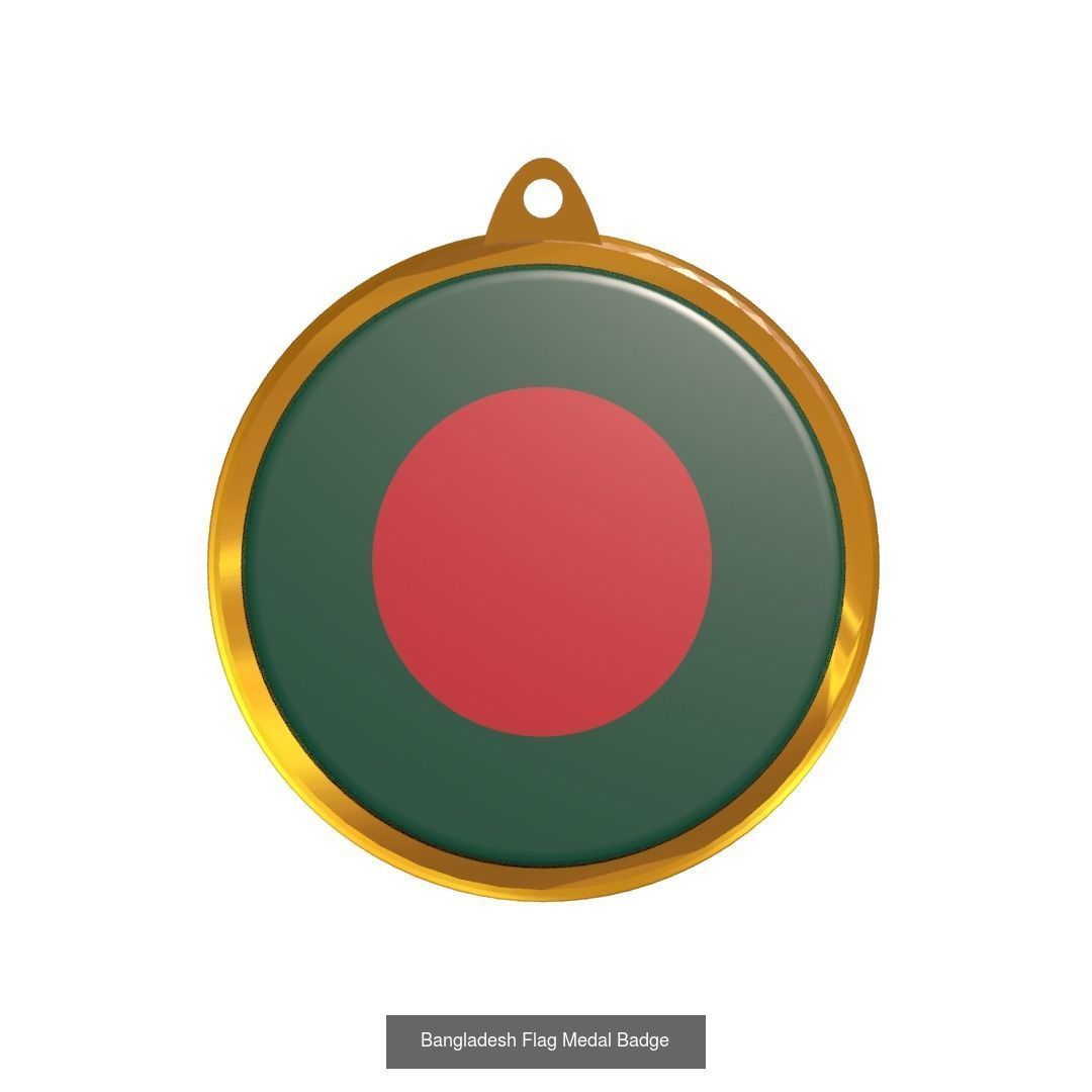 World countries flag medal badge 3D Model Collection_39
