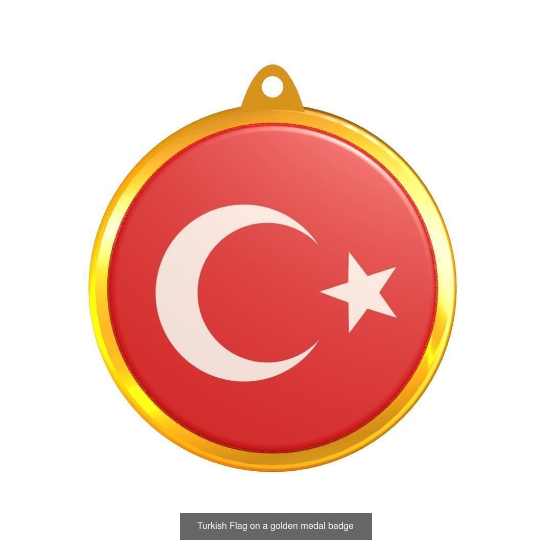 World countries flag medal badge 3D Model Collection_26