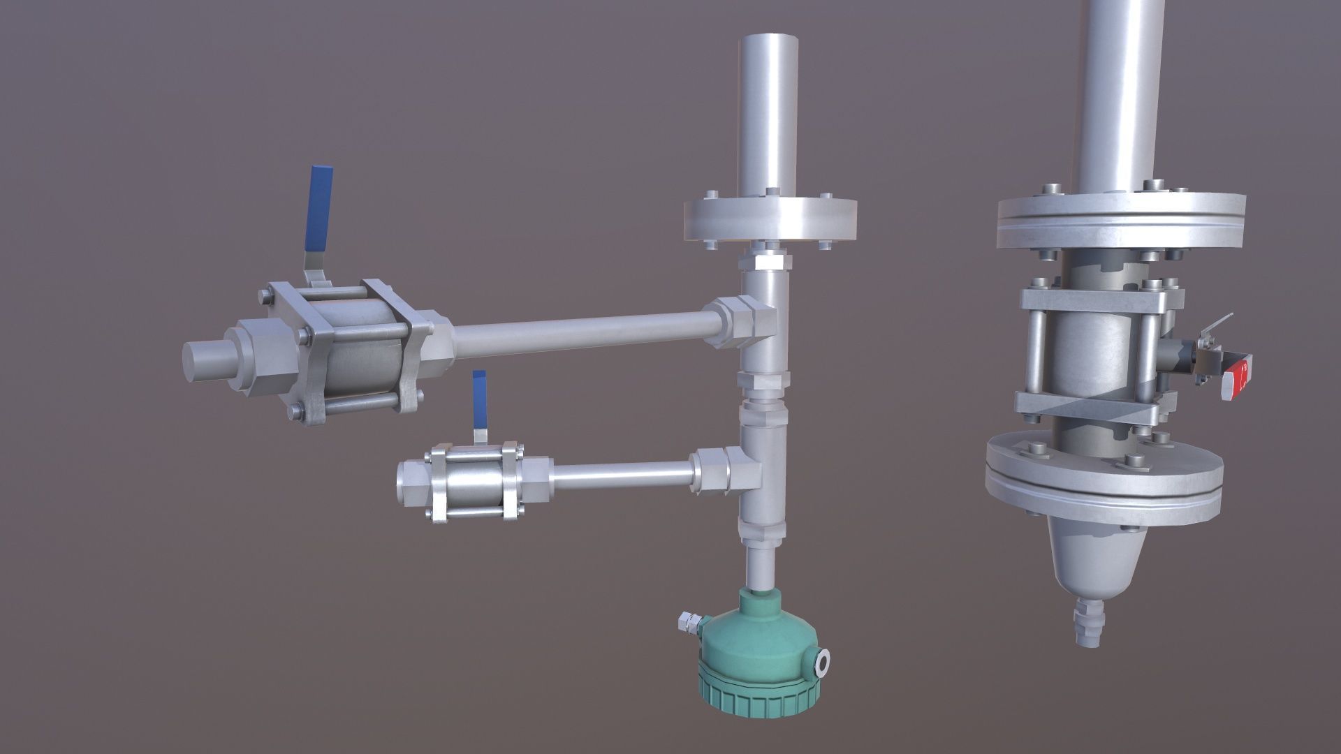 Valve and Flange Low-poly 3D model_5