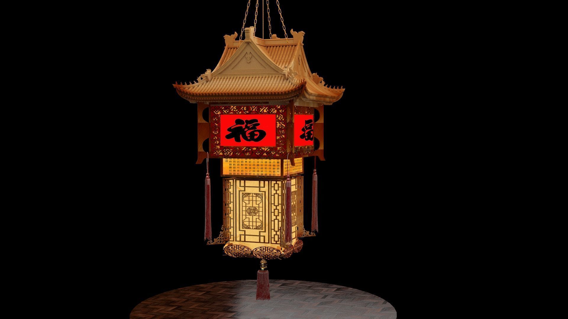 Chinese palace lantern 3D model_4