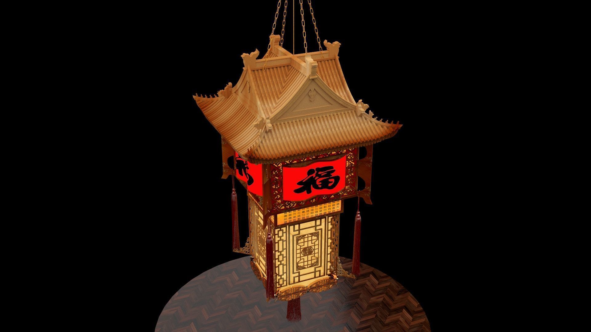 Chinese palace lantern 3D model_5