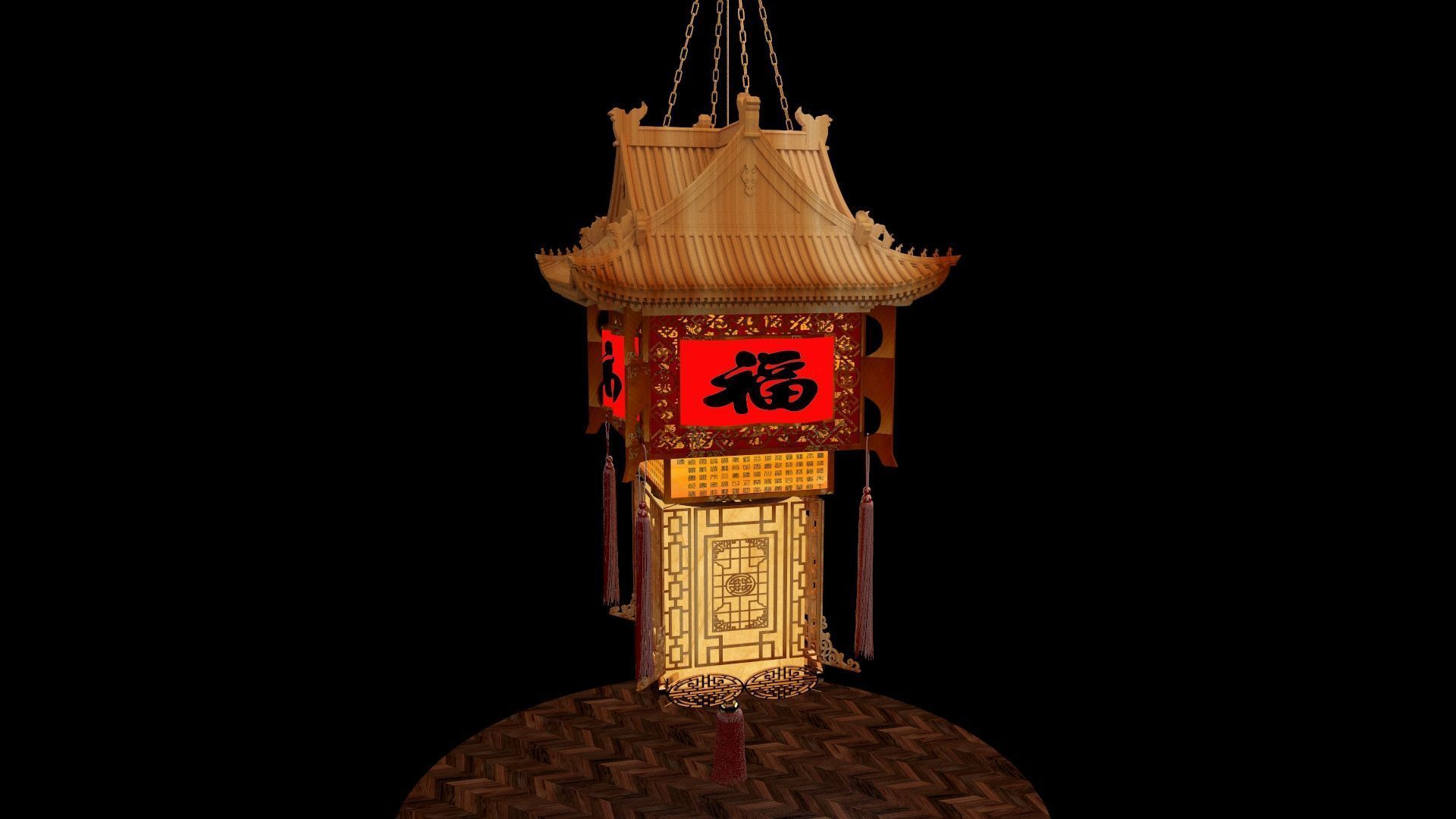Chinese palace lantern 3D model_2