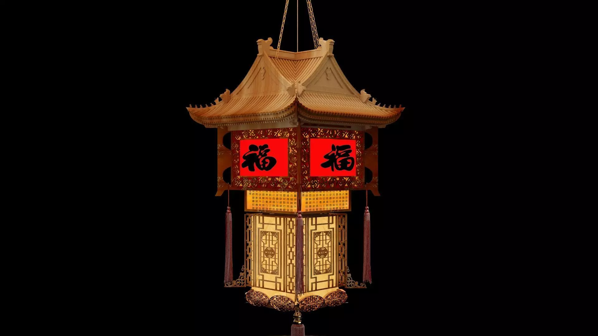 Chinese palace lantern 3D model_0
