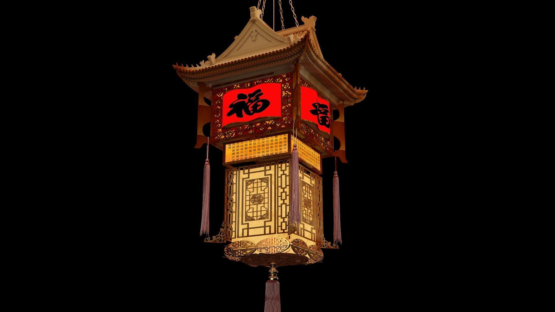 Chinese palace lantern 3D model_3
