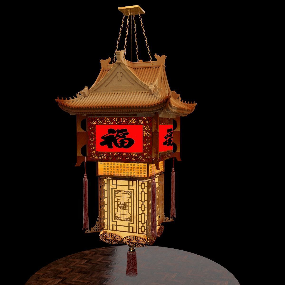 Chinese palace lantern 3D model_6