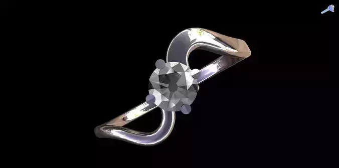 Bypass Solitaire Engagement Ring 3D print model