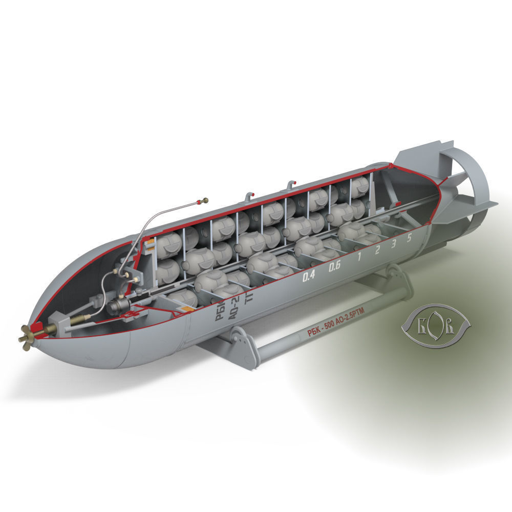 Cluster aviation bomb RBK 500  AO 2 5 RTM Moulage 3D printable  3D model_3