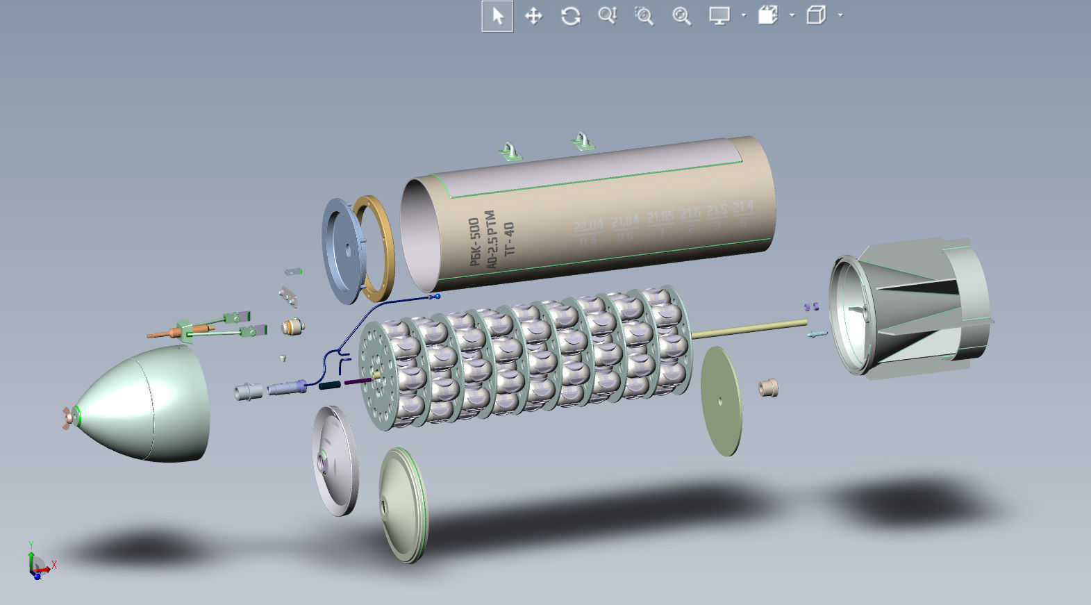 Cluster aviation bomb RBK 500  AO 2 5 RTM Moulage 3D printable  3D model_6