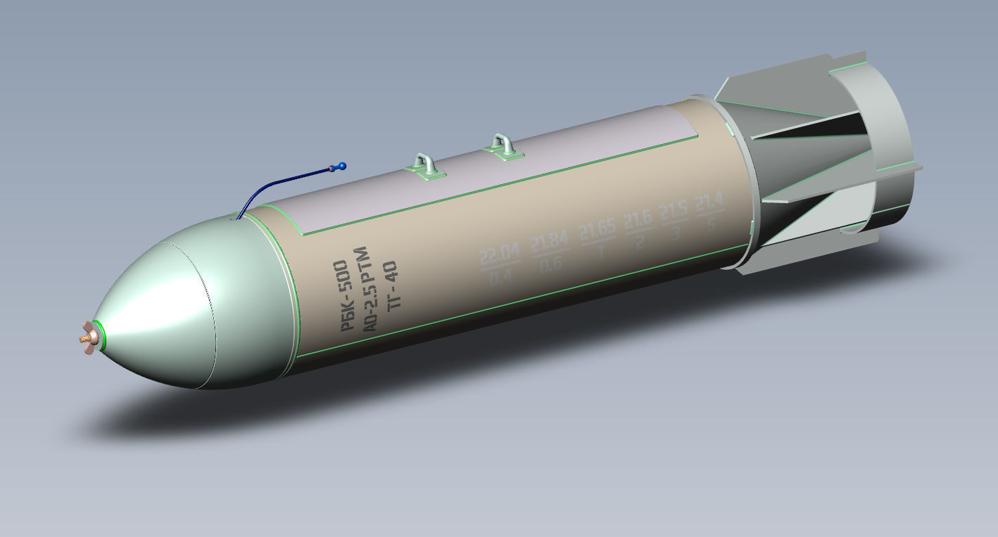 Cluster aviation bomb RBK 500  AO 2 5 RTM Moulage 3D printable  3D model_4