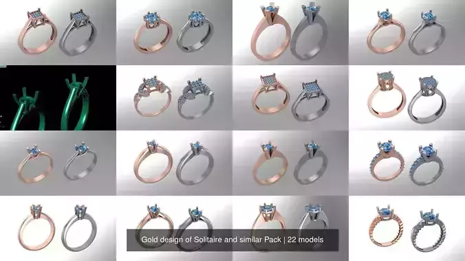 Gold design of Solitaire and similar Pack 3D Model Collection