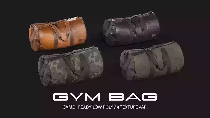 Gym Bag Asset Pack - Game-Ready and High Poly with Marvelous