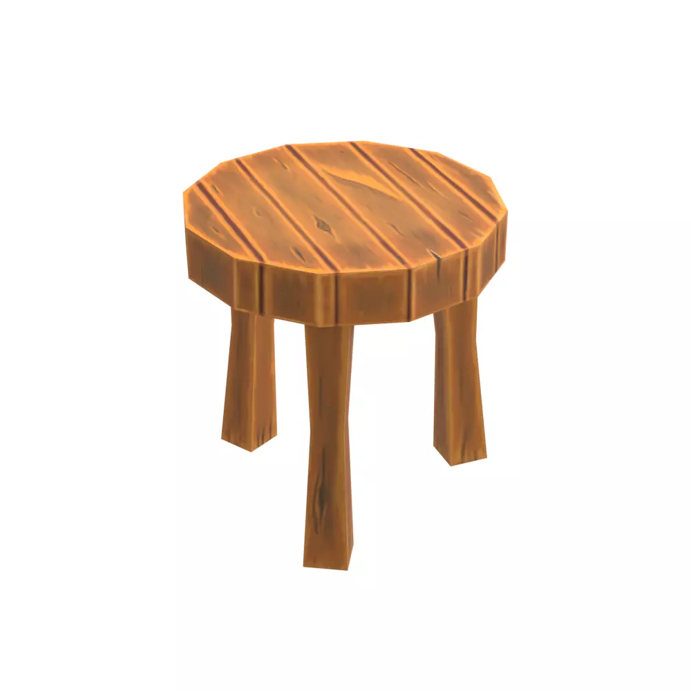 Hand Painted Wooden Stool Free low-poly 3D model