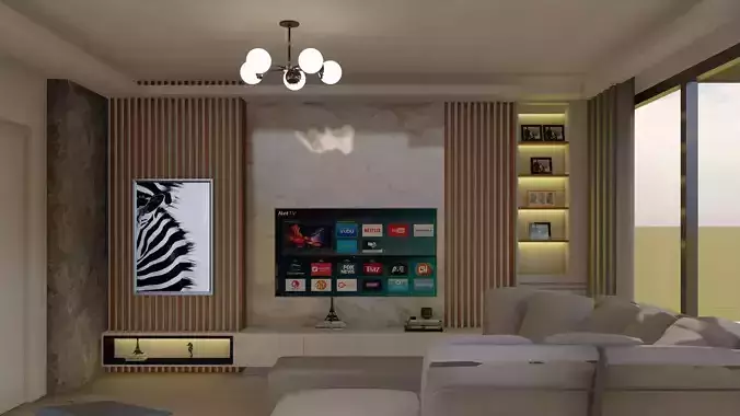 Modern Living Room Interior - 3D Model for Sale