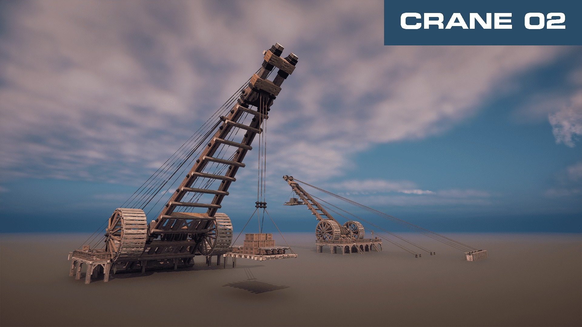 Giant Medieval Cranes Pack Low-poly 3D model_6