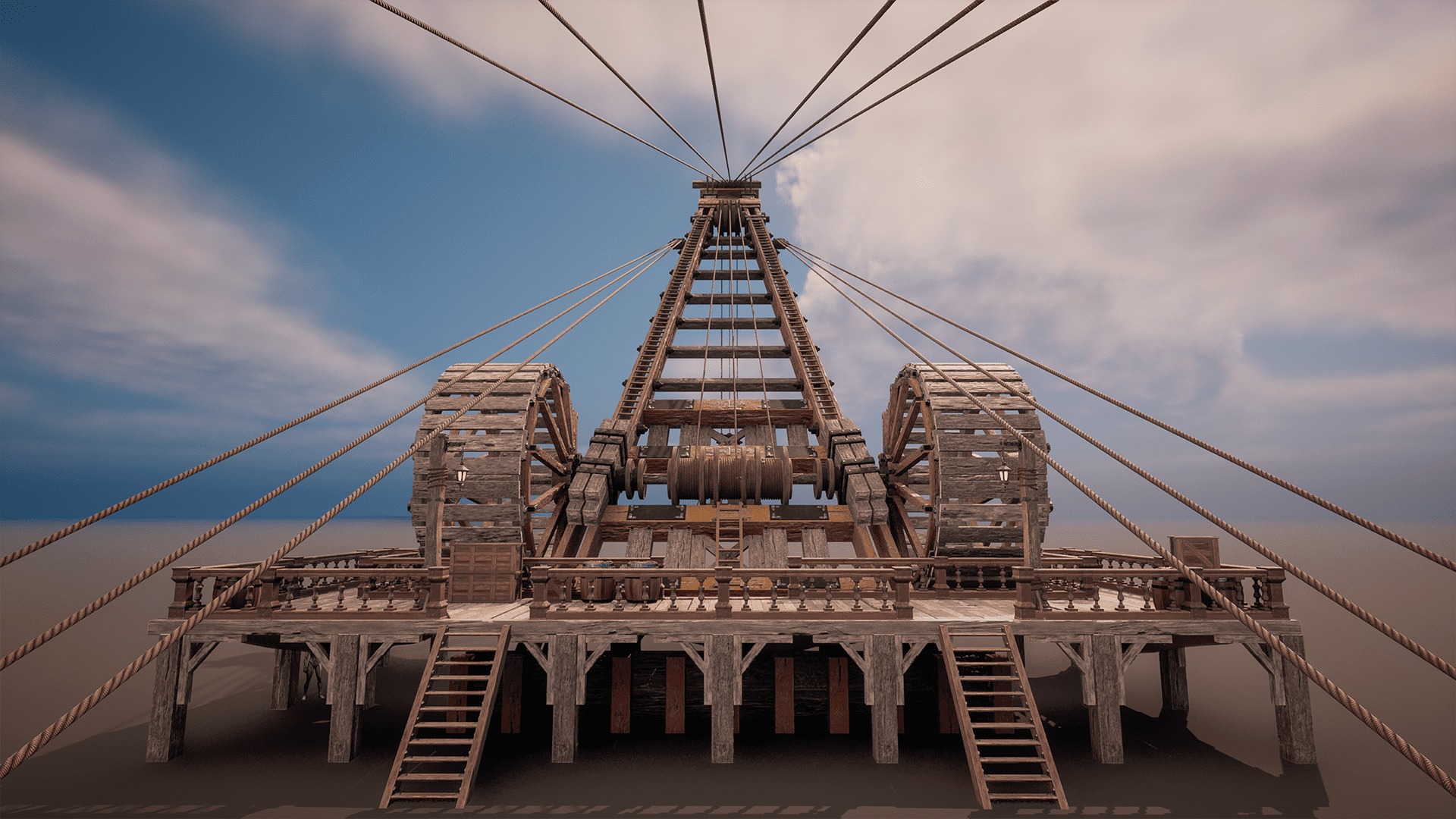 Giant Medieval Cranes Pack Low-poly 3D model_2