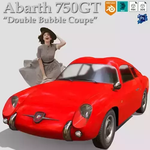 1959 Abarth 750GT Double Bubble Coupe Low-poly 3D model