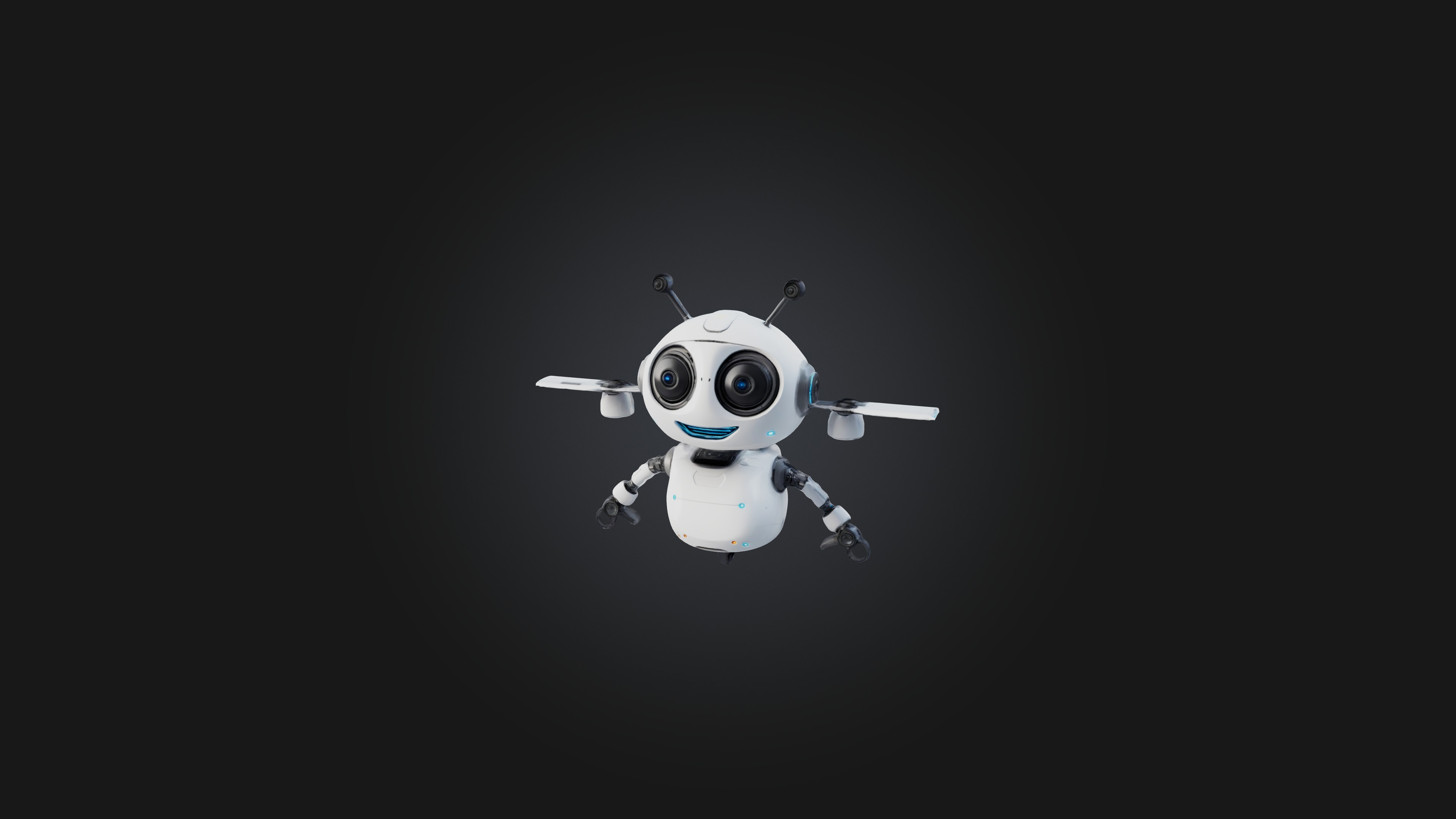 Cartoon Robot Drone Low-poly 3D model_3
