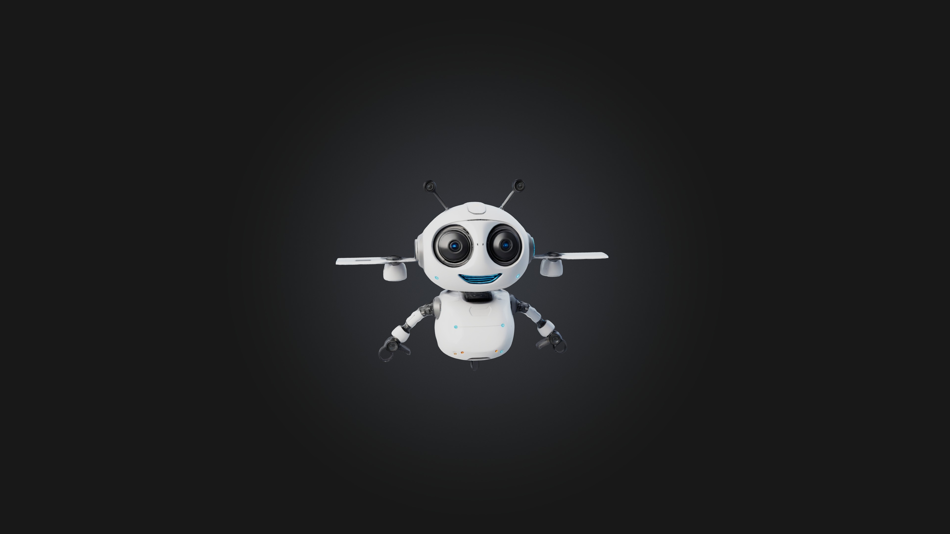 Cartoon Robot Drone Low-poly 3D model_4