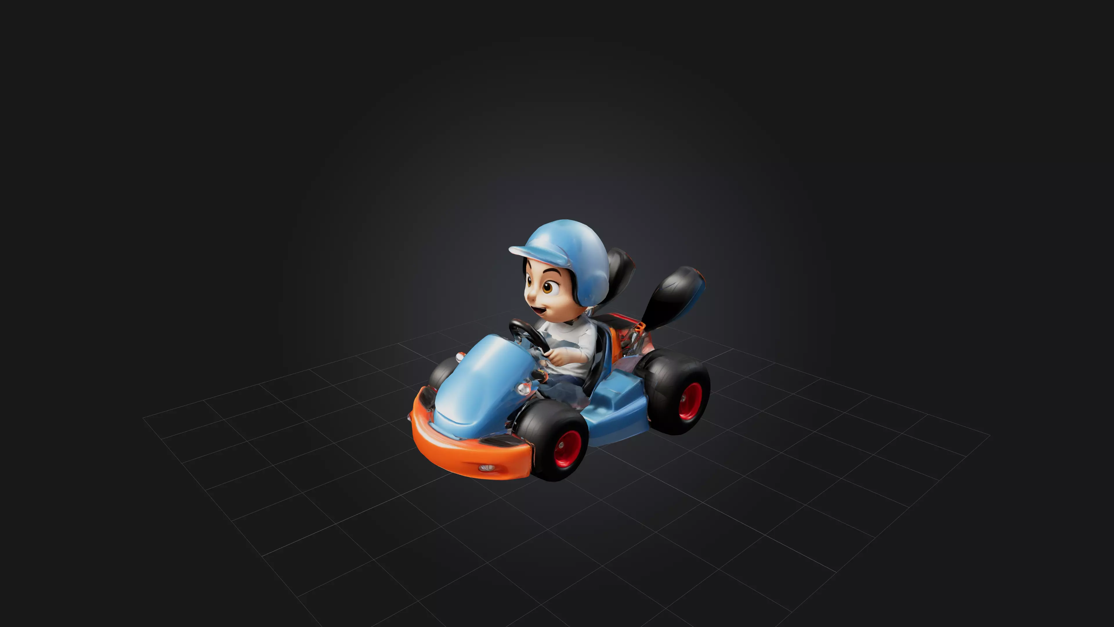 Cartoon Go-Kart Low-poly 3D model_0