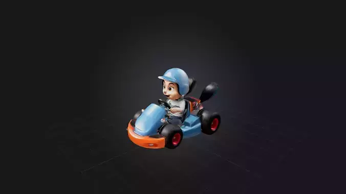 Cartoon Go-Kart Low-poly 3D model Cartoon Go-Kart Low-poly 3D model