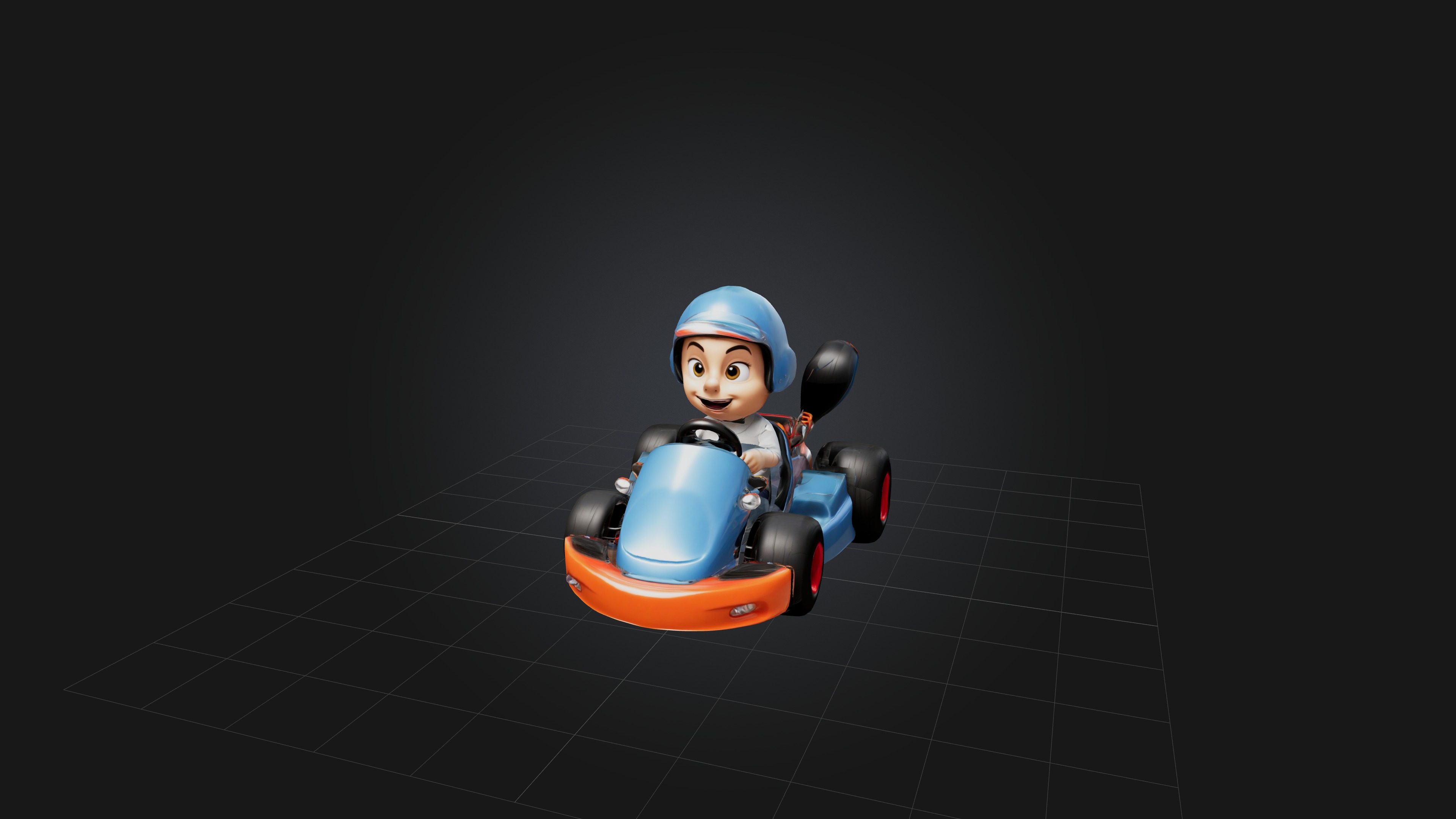 Cartoon Go-Kart Low-poly 3D model_2