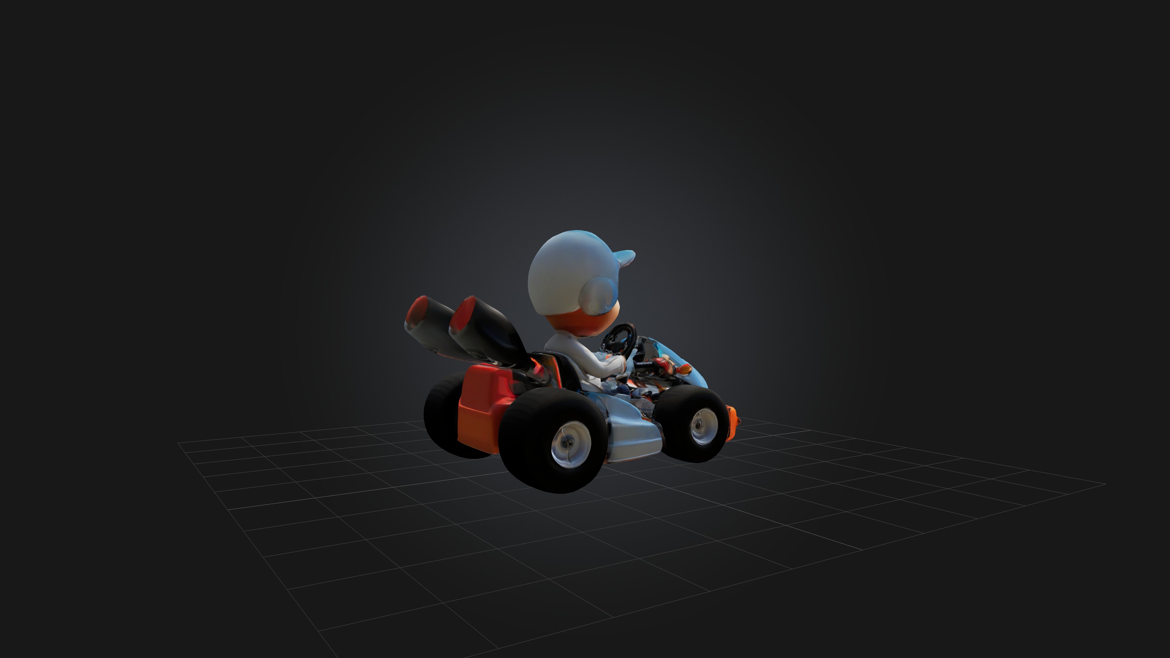 Cartoon Go-Kart Low-poly 3D model_5