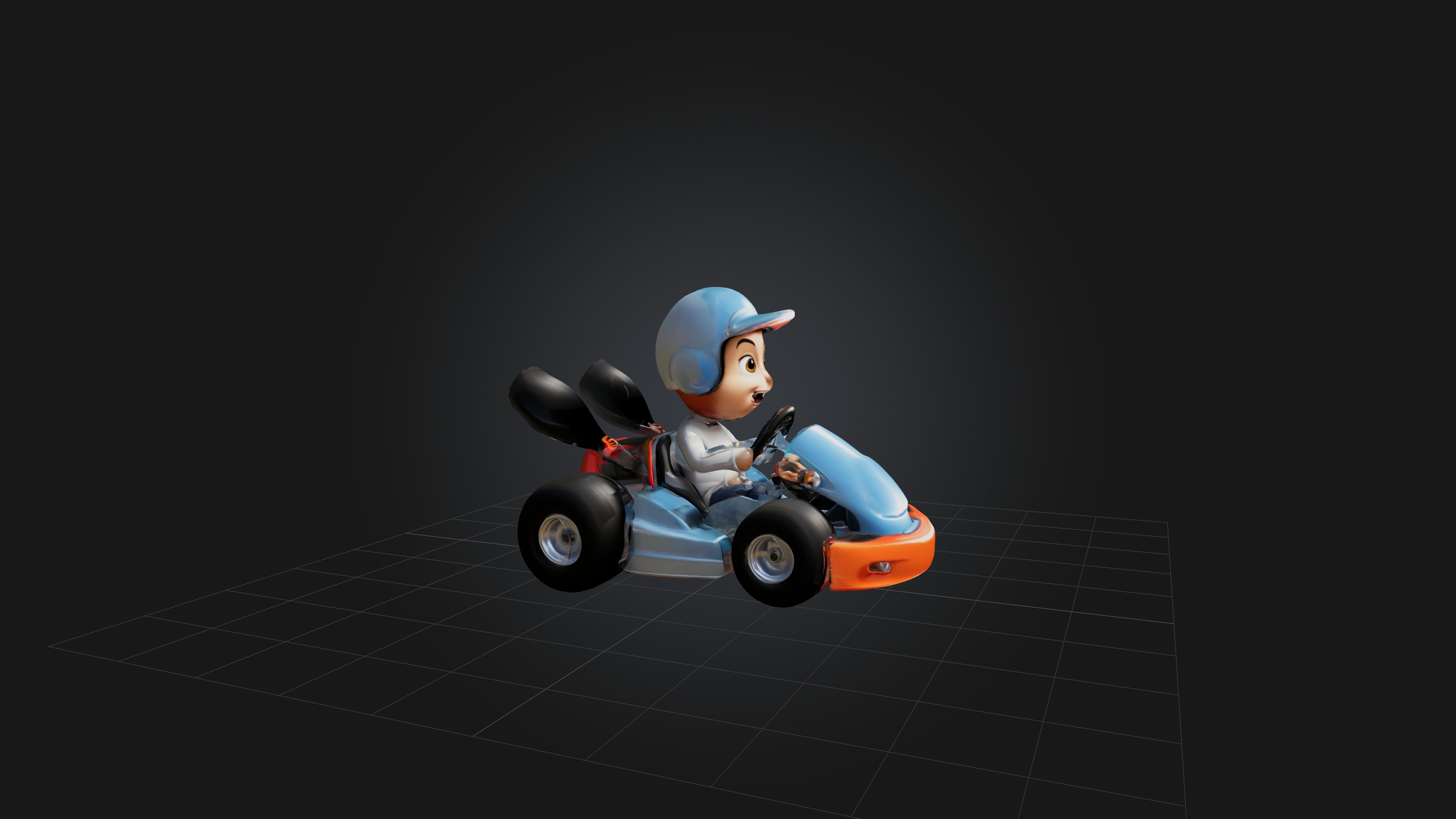 Cartoon Go-Kart Low-poly 3D model_4