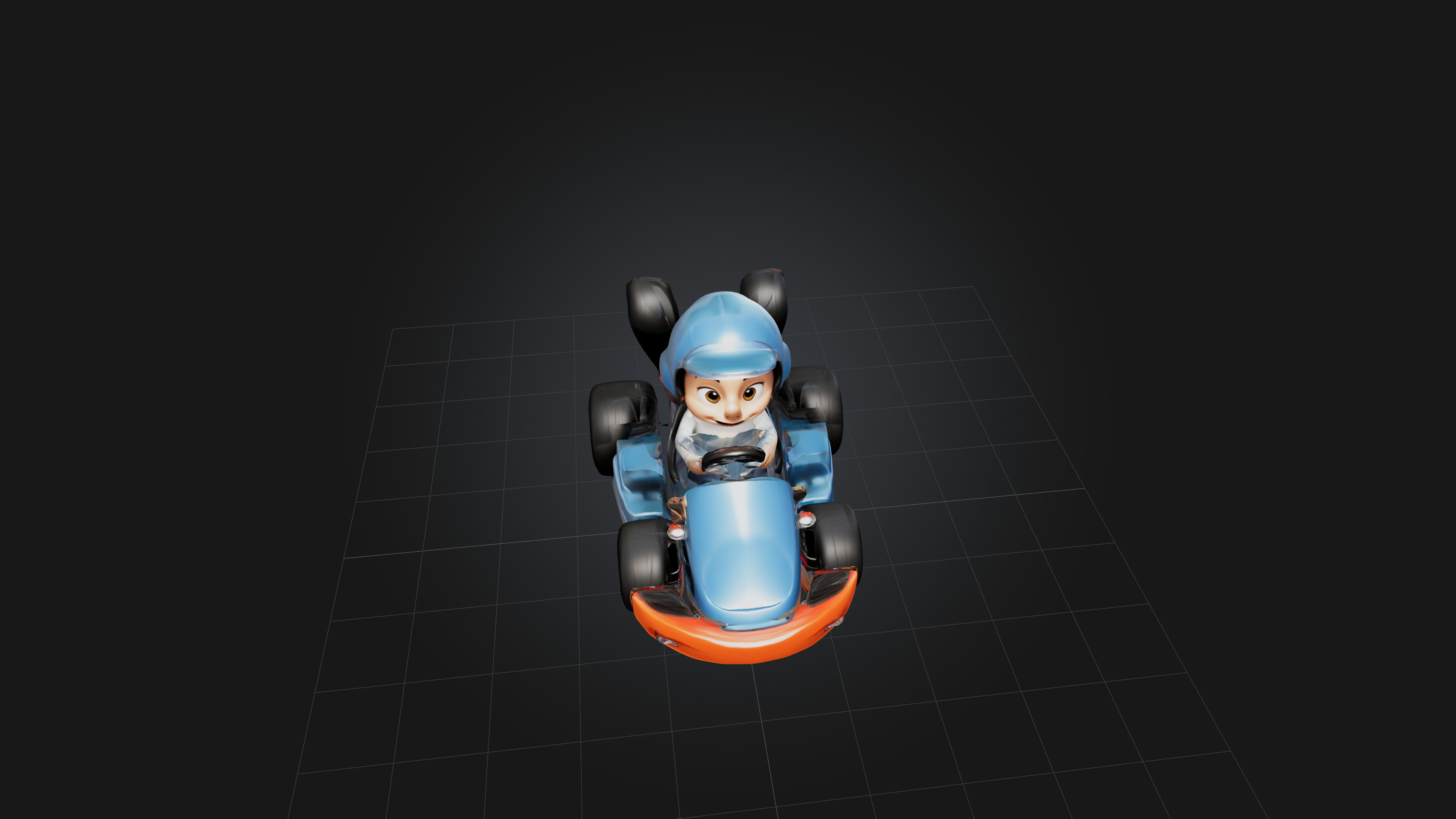 Cartoon Go-Kart Low-poly 3D model_6
