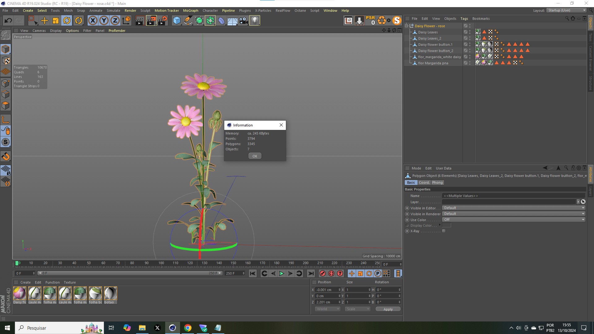 Daisy Flower Rosa 3D model_13