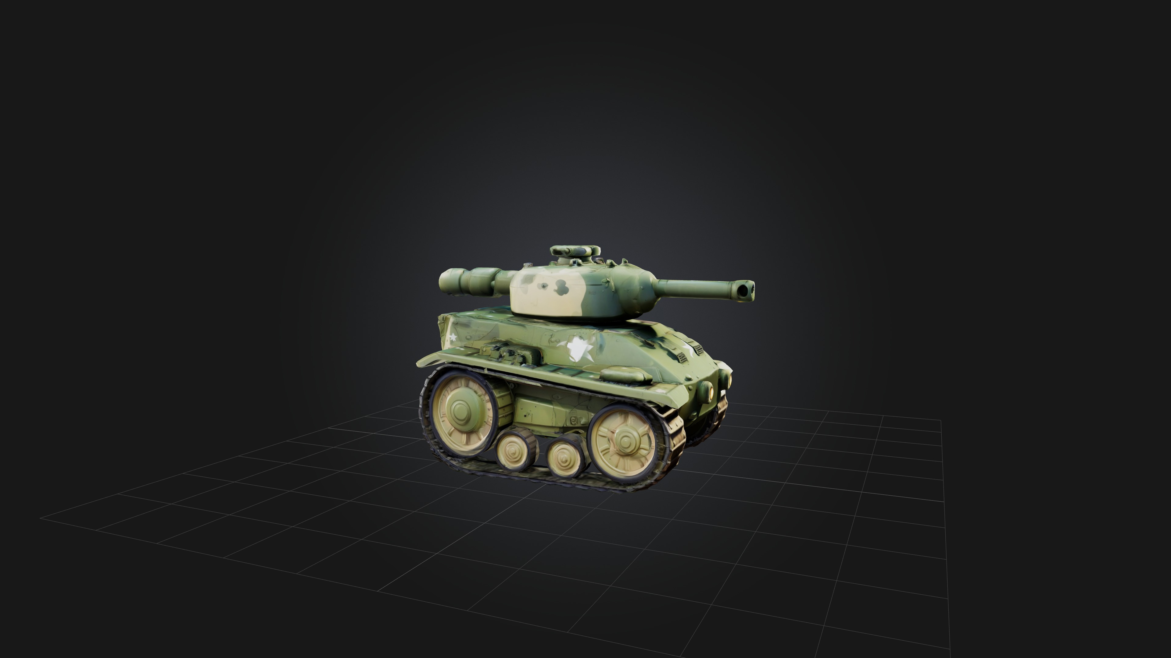 Cartoon Tank Low-poly 3D model_4