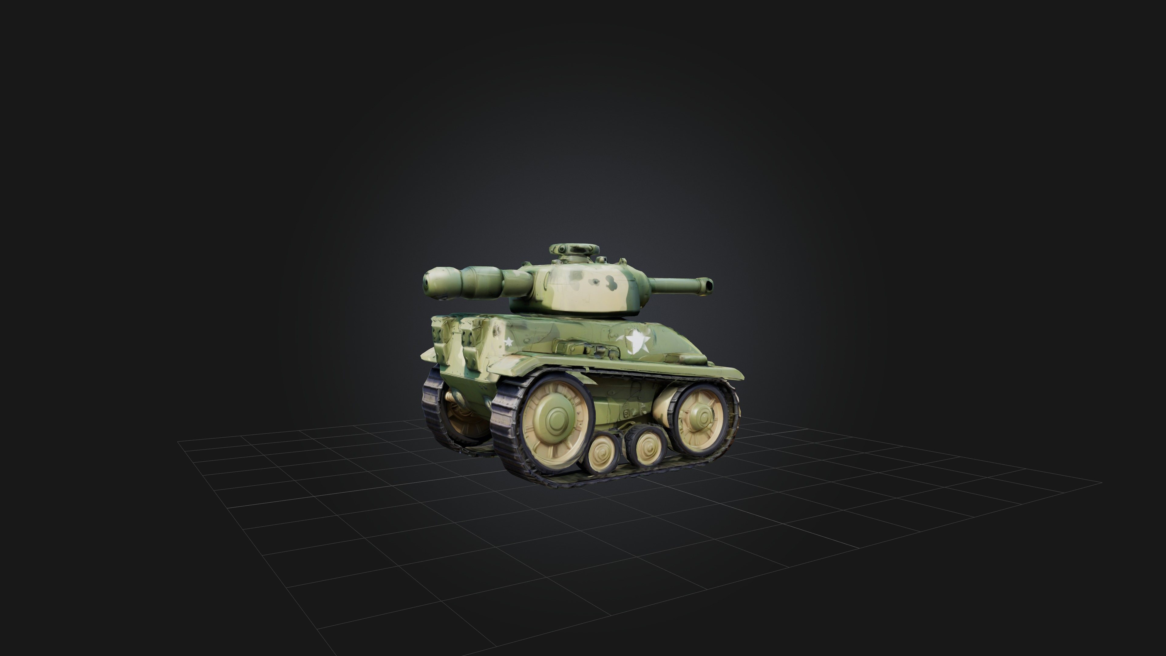 Cartoon Tank Low-poly 3D model_5