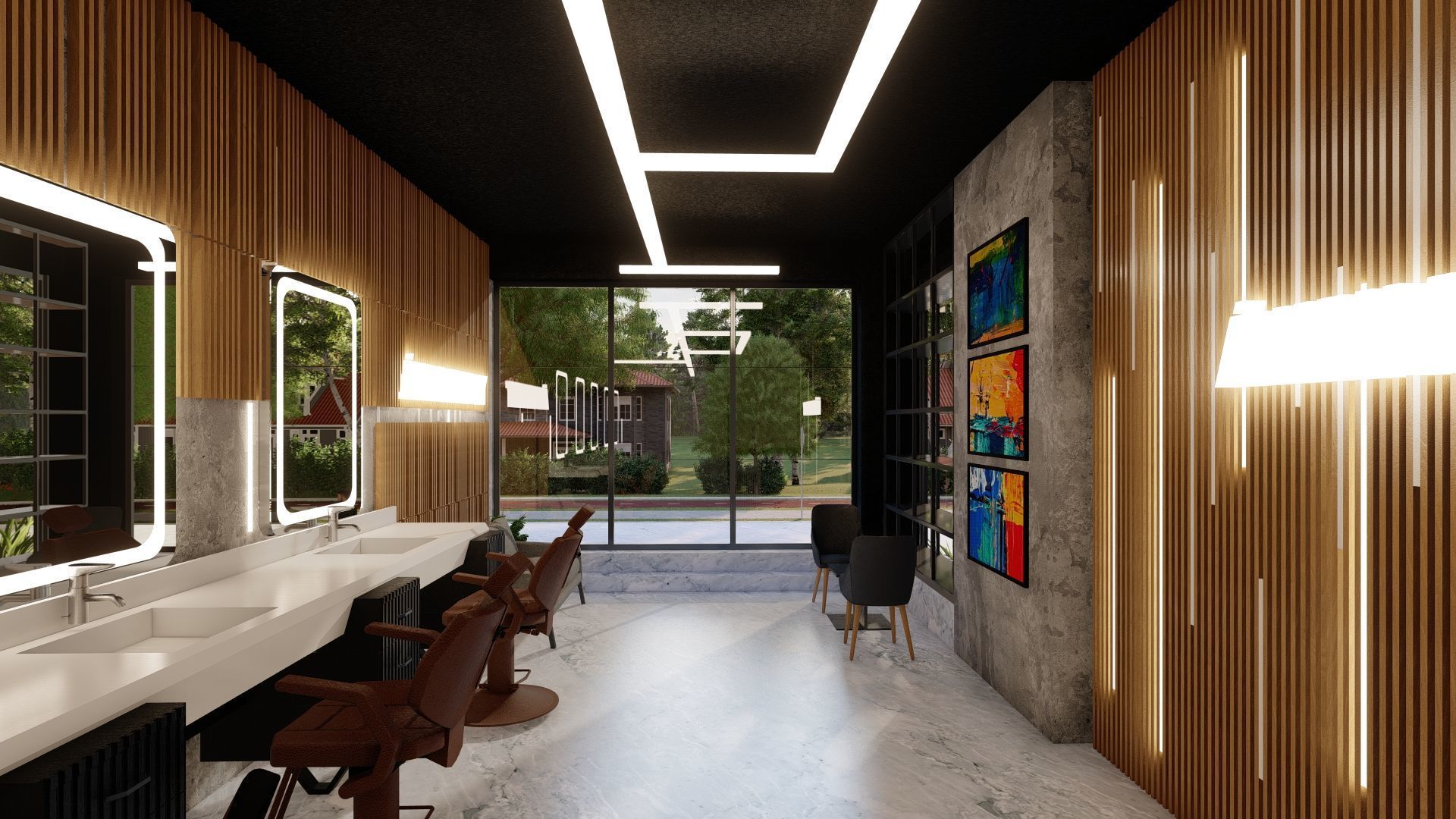 Modern Barbershop Interior 3D Model for Sale 3D model_1