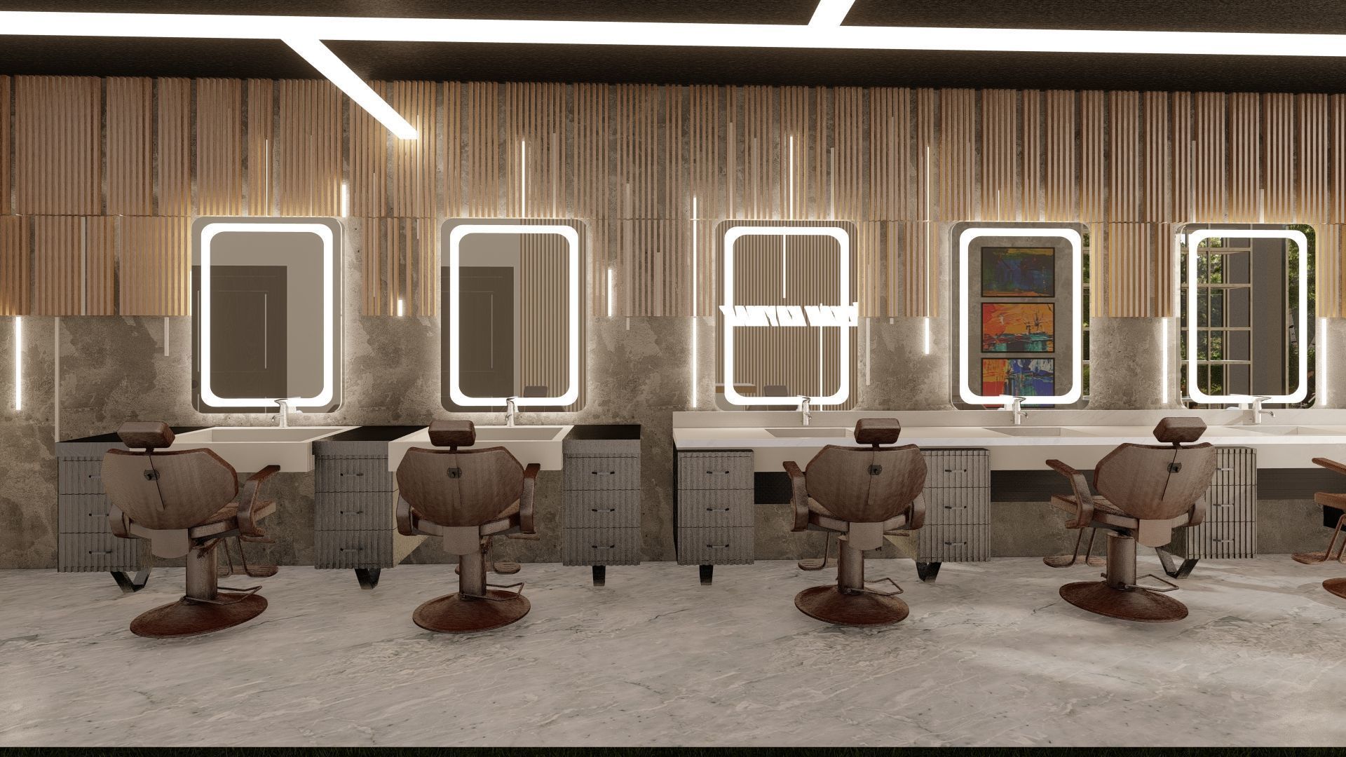 Modern Barbershop Interior 3D Model for Sale 3D model_6