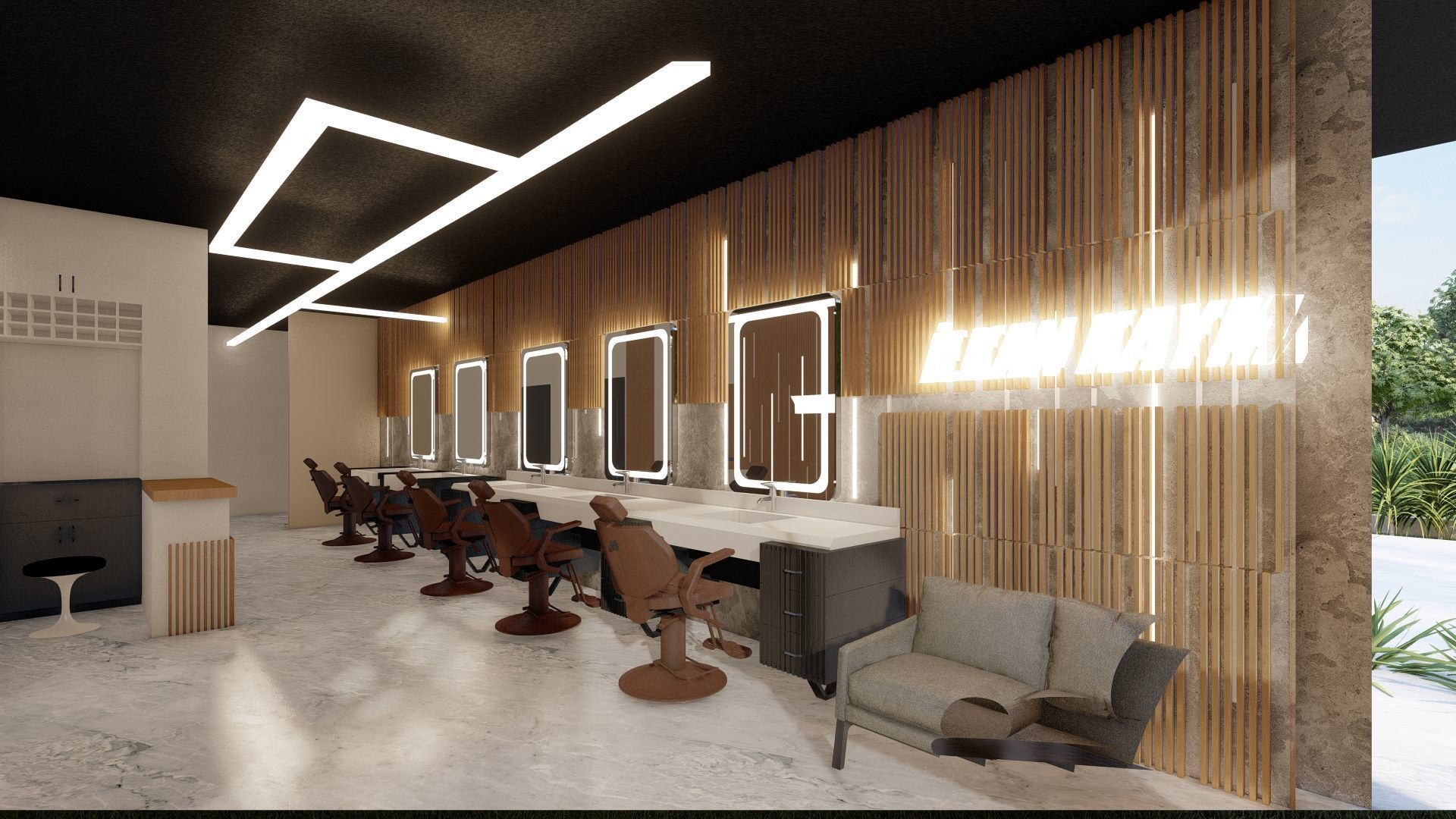 Modern Barbershop Interior 3D Model for Sale 3D model_4