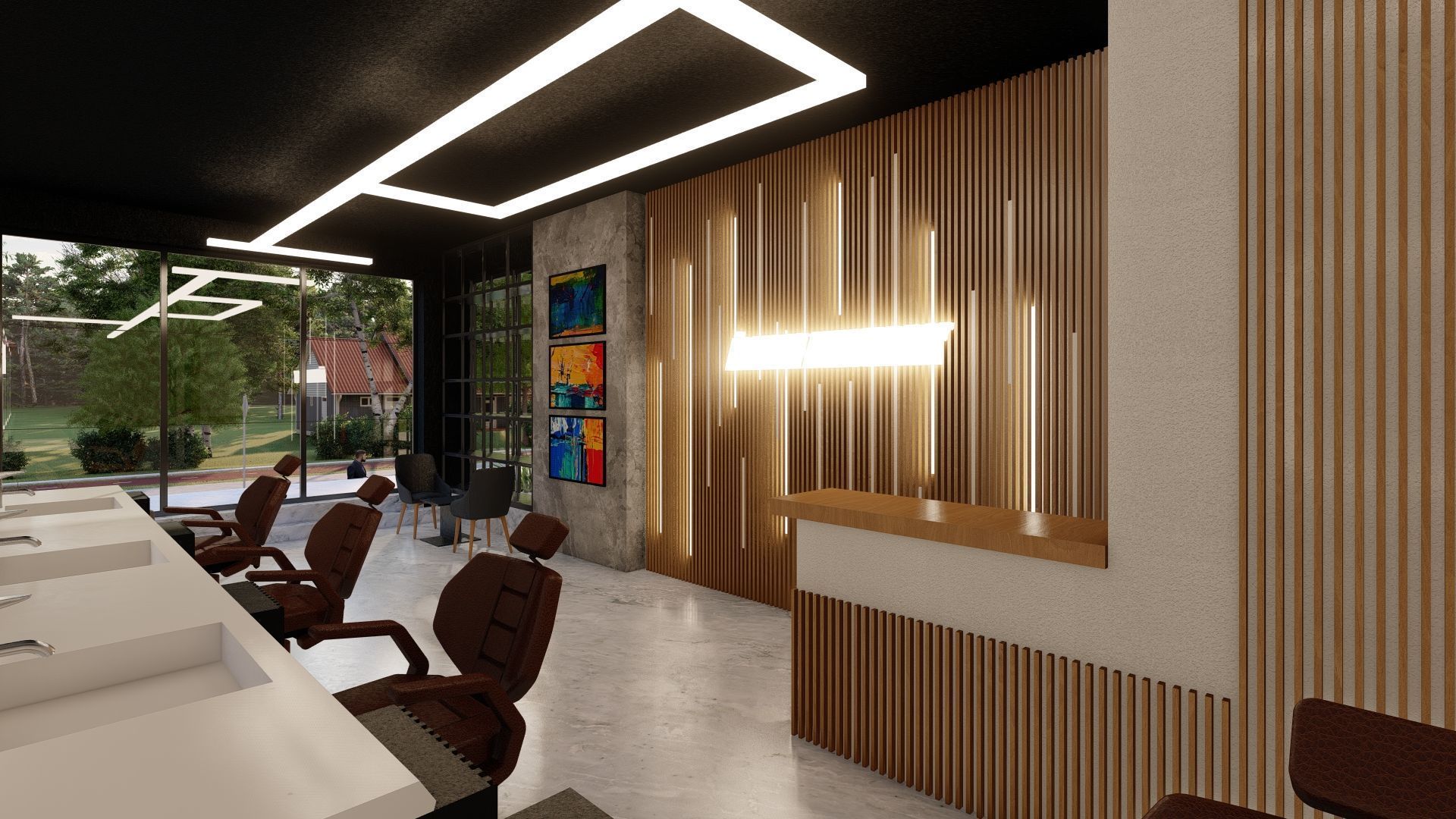 Modern Barbershop Interior 3D Model for Sale 3D model_3