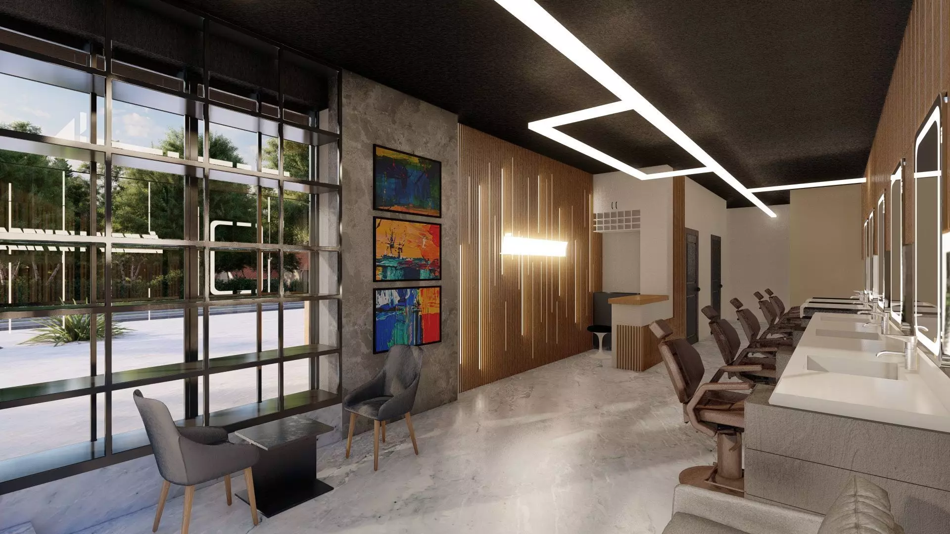 Modern Barbershop Interior 3D Model for Sale 3D model_0