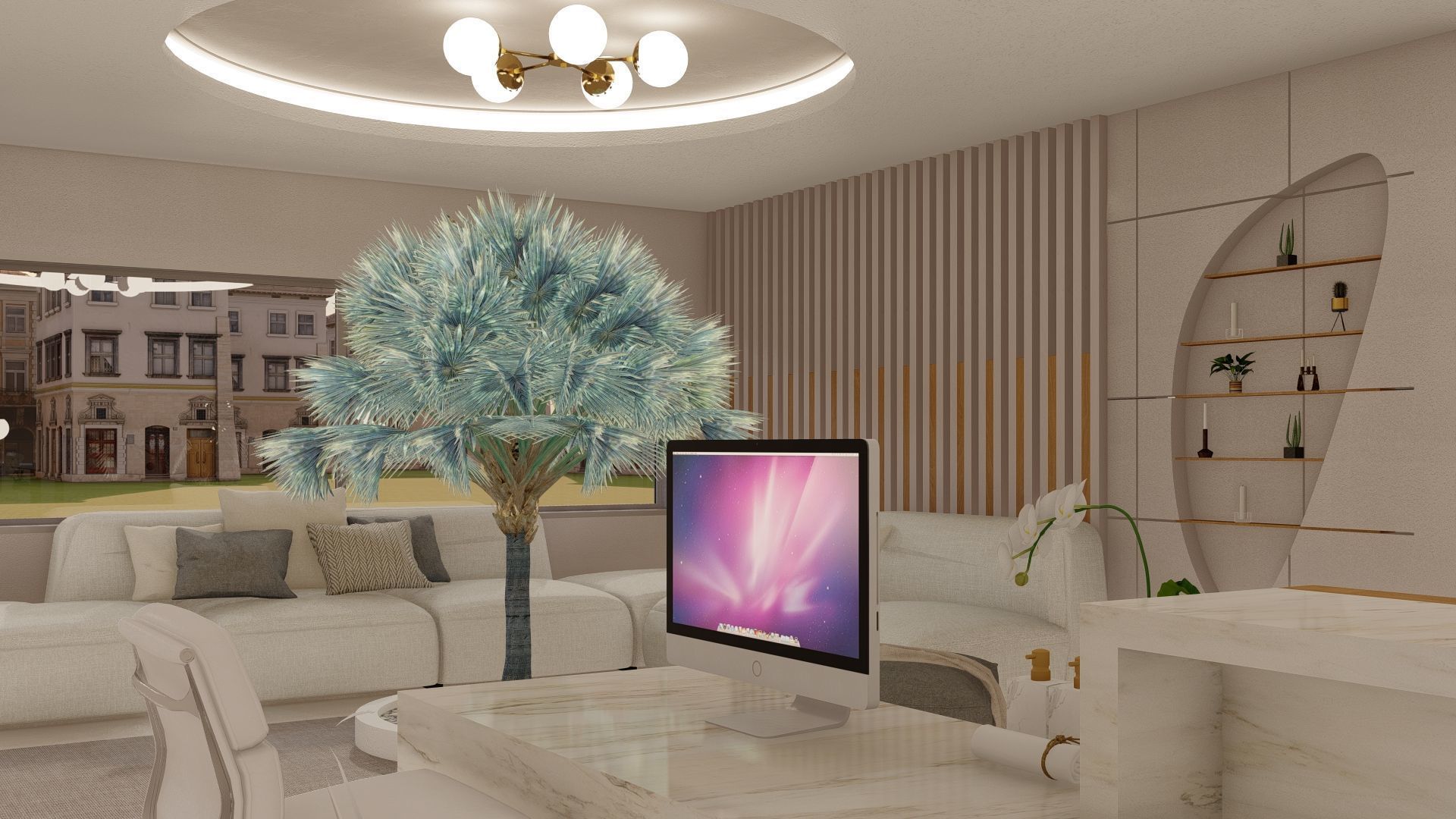 Modern Minimalist office Design 3D model_3