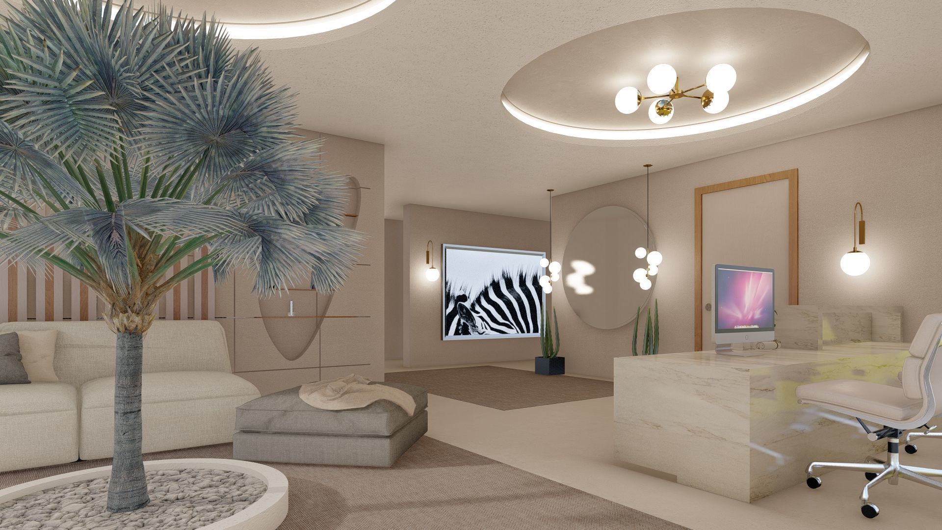 Modern Minimalist office Design 3D model_8