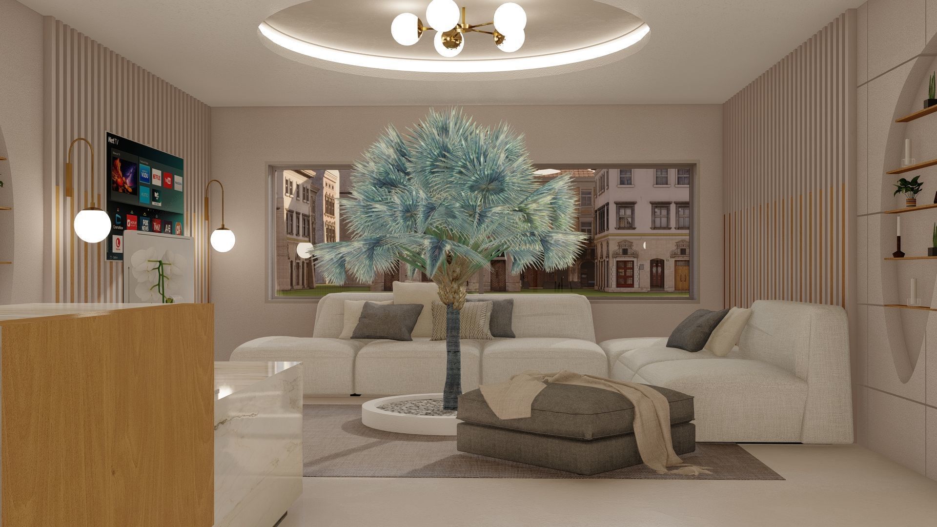 Modern Minimalist office Design 3D model_2