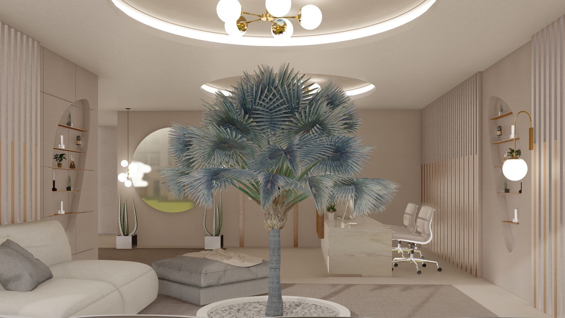 Modern Minimalist office Design 3D model_4