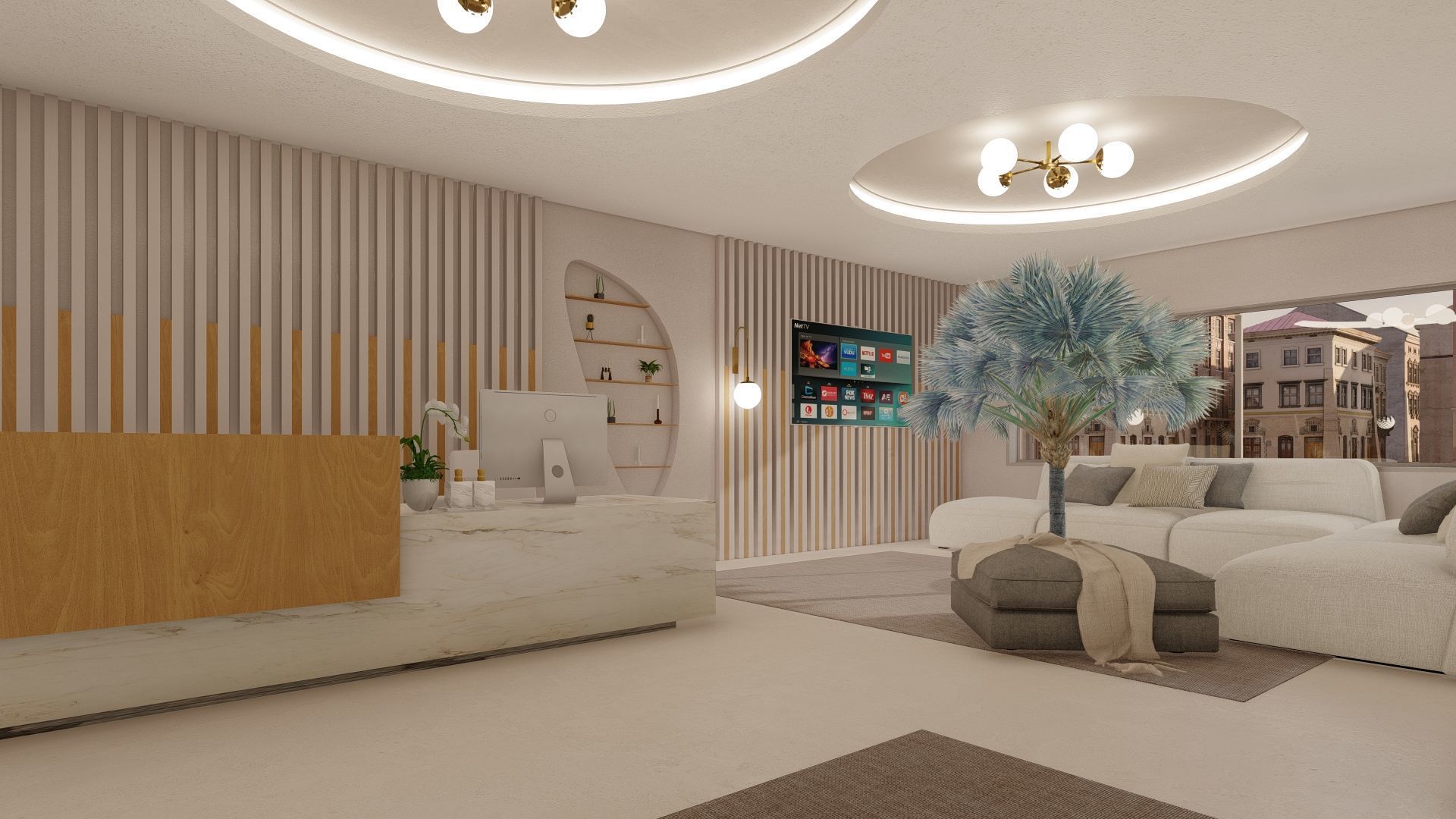 Modern Minimalist office Design 3D model_6