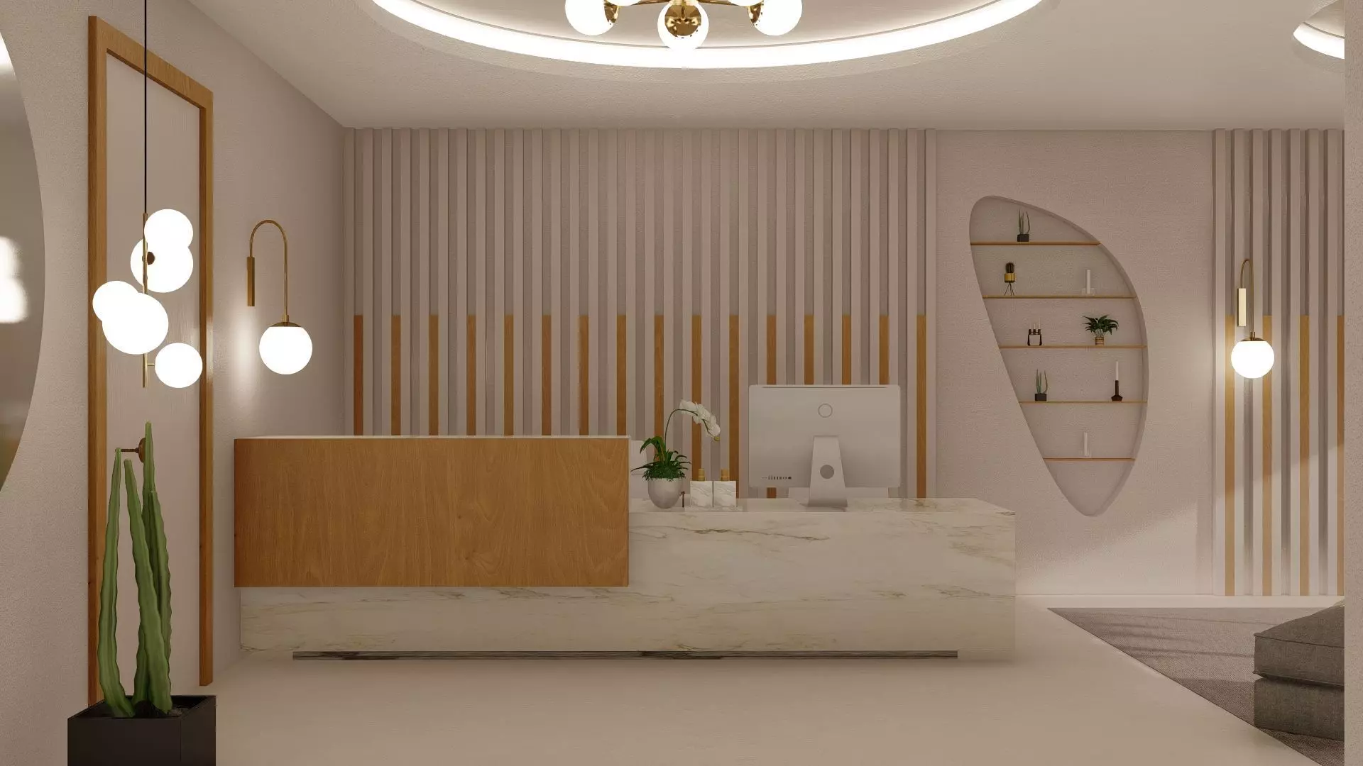 Modern Minimalist office Design 3D model_0