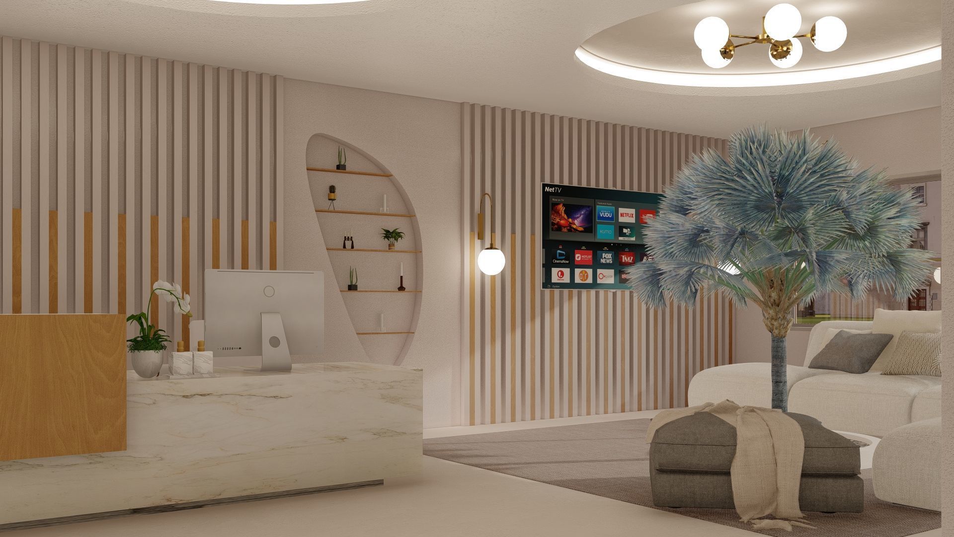 Modern Minimalist office Design 3D model_1