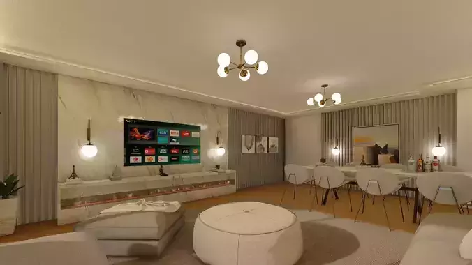 Modern Living Room Interior - 3D Model for Sale 3D model