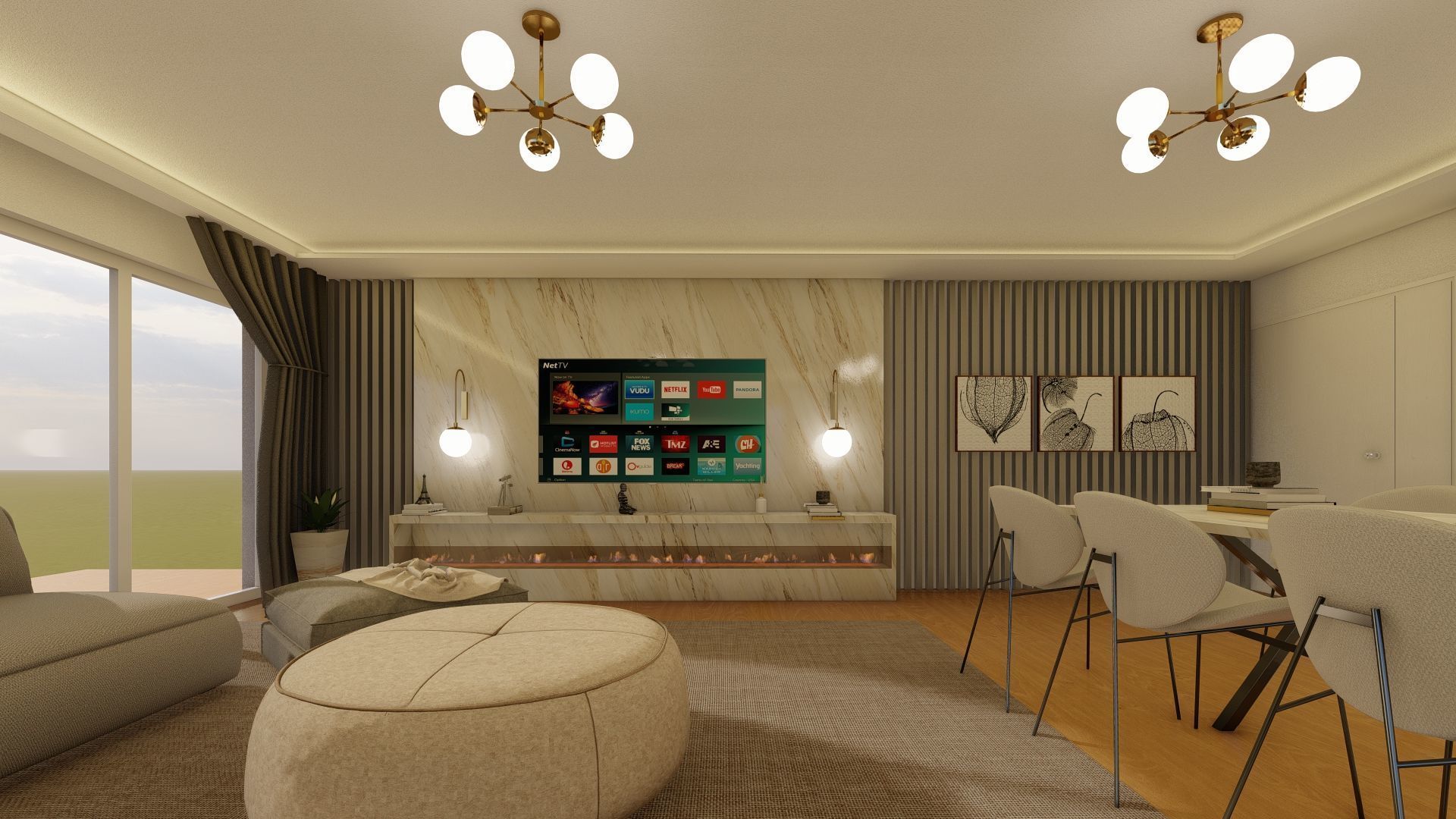 Modern Living Room Interior - 3D Model for Sale 3D model_1