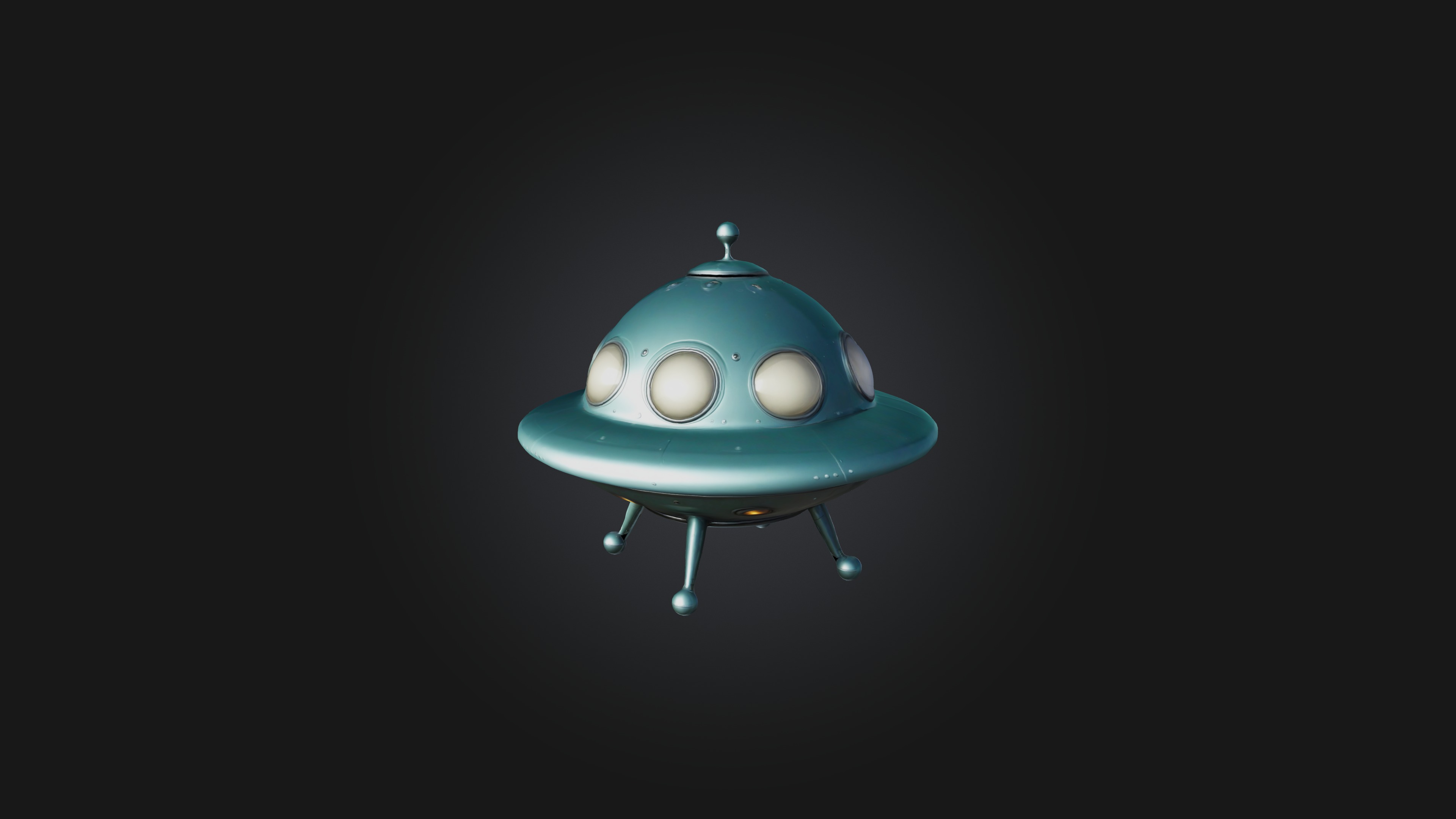 Cartoon Flying Saucer Low-poly 3D model_2