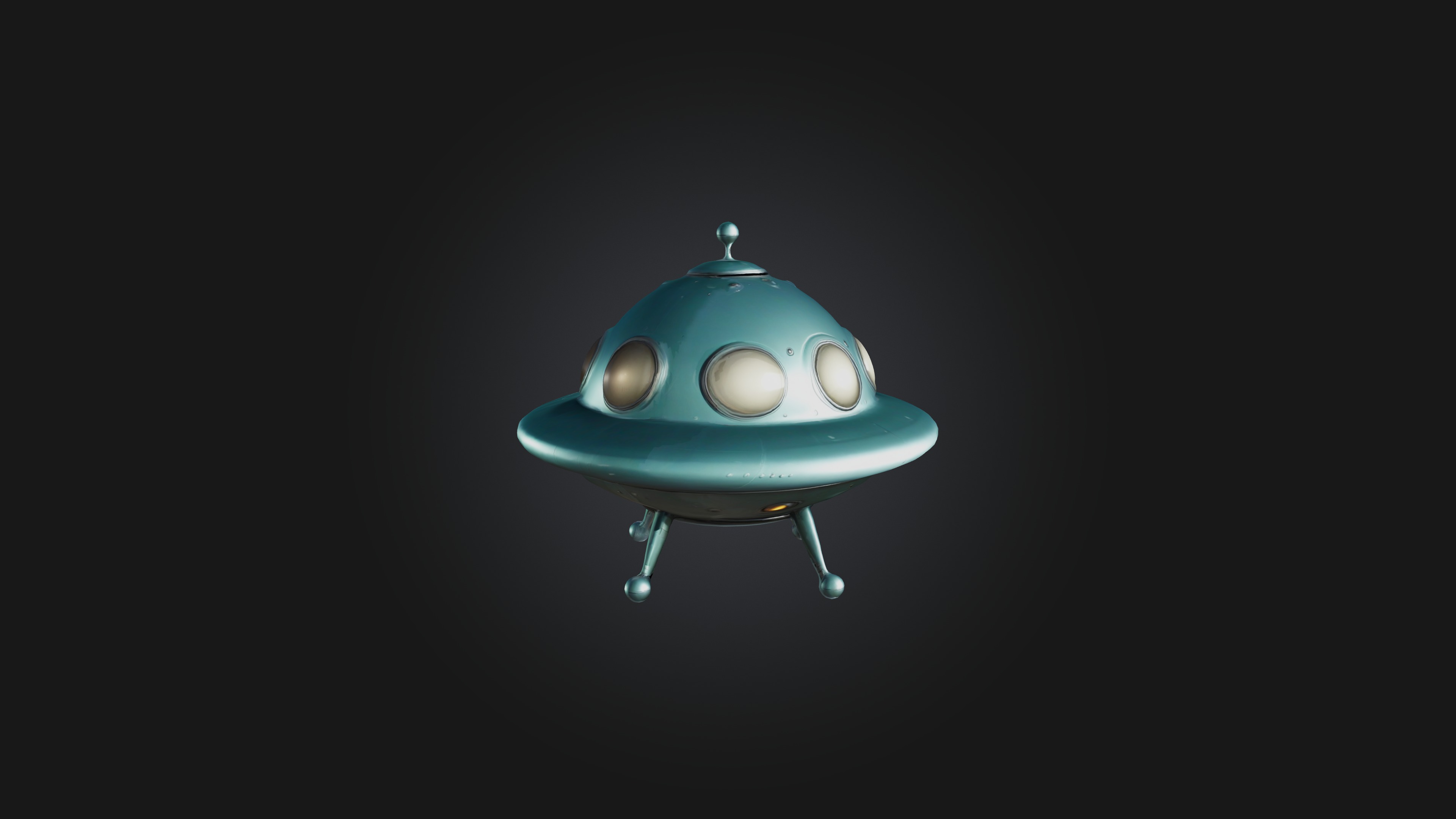 Cartoon Flying Saucer Low-poly 3D model_3
