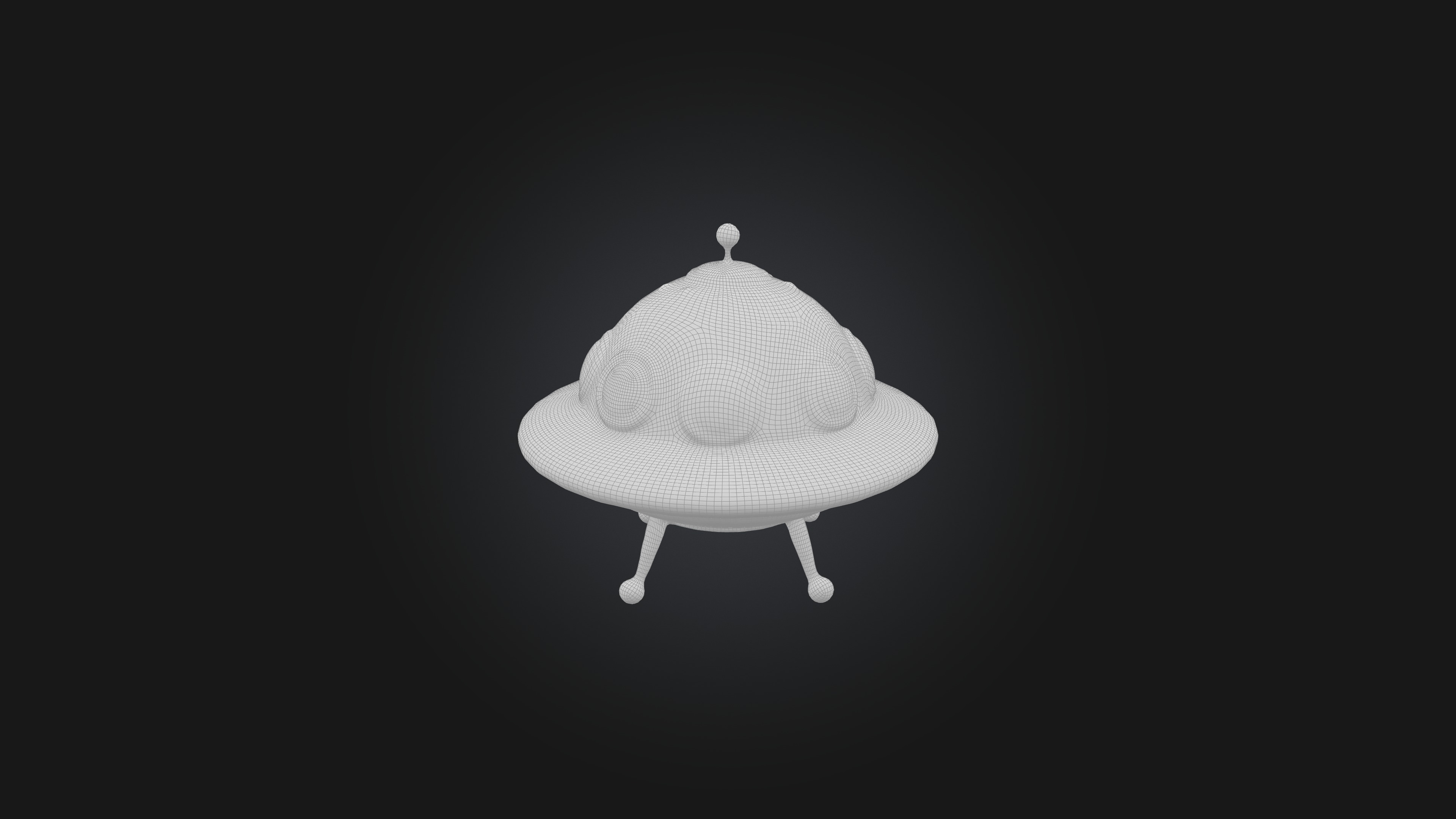 Cartoon Flying Saucer Low-poly 3D model_1